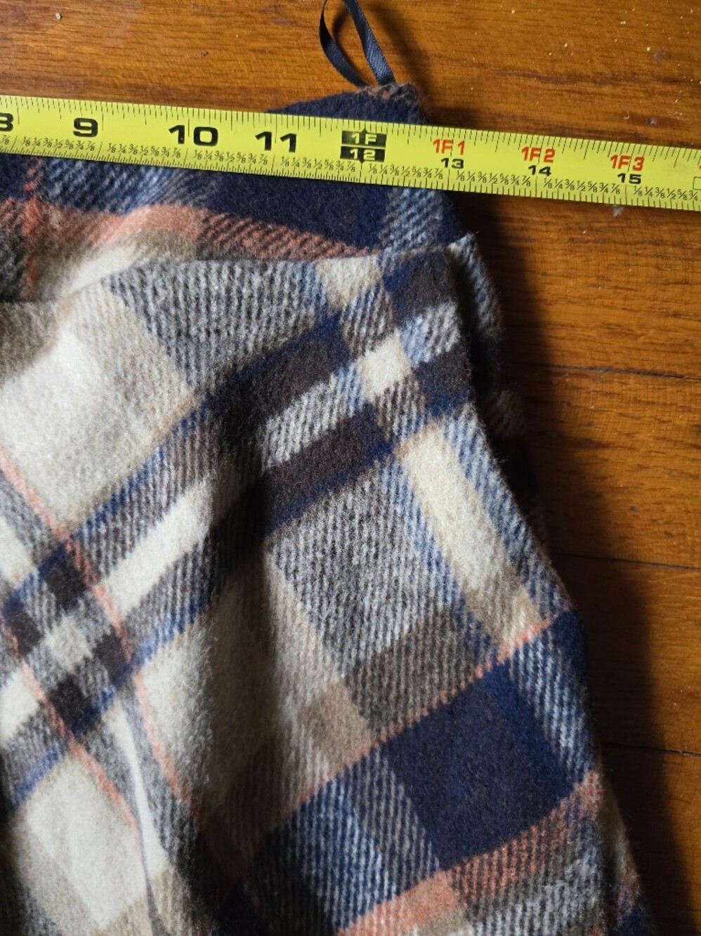 Plaid Flannel Maxi Skirt Wool Blend Small A Line Classic Navy Tan Fall Color 4 6 - Picture 2 of 6